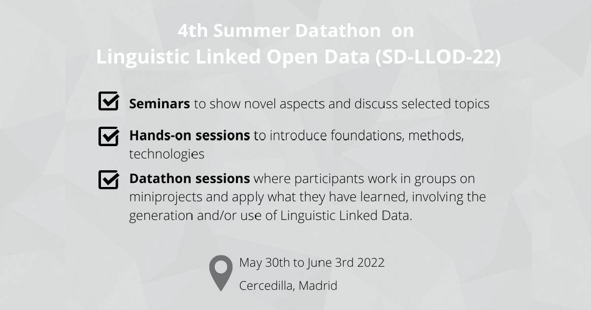 Call for Participation in the 4th Summer Datathon on Linguistic Linked Open Data (SD-LLOD 2022)